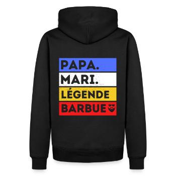 Papa barbu humour papa cadeau fête des pères - Sweat à capuche Premium bio Homme - noir - Dos - Nico (187cm)