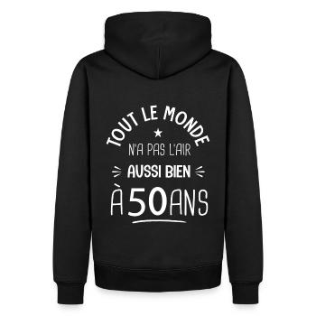 50 ans anniversaire 50 ans Cadeau 50 ans - Sweat à capuche Premium bio Homme - noir - Dos - Nico (187cm)