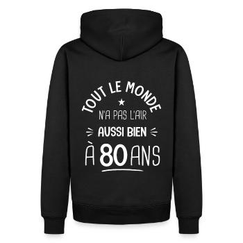 80 ans anniversaire 80 ans Cadeau 80 ans - Sweat à capuche Premium bio Homme - noir - Dos - Nico (187cm)