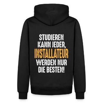Studieren kann jeder Installateur werden nur die - Männer Premium Bio Hoodie - Schwarz - Hinten - Nico (187cm)