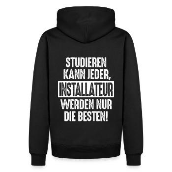 Studieren kann jeder Installateur werden nur die - Männer Premium Bio Hoodie - Schwarz - Hinten - Nico (187cm)