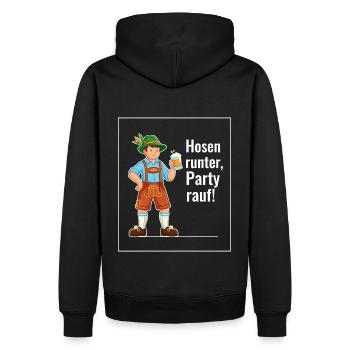 Pantalon baissé, fête ! - Sweat à capuche Premium bio Homme - noir - Dos - Nico (187cm)