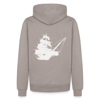 Piratenschiff - Männer Premium Bio Hoodie - Taupe - Hinten - Nico (187cm)