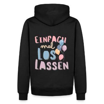 Einfach mal loslassen. Motivationsspruch Trennung - Männer Premium Bio Hoodie - Schwarz - Hinten - Nico (187cm)
