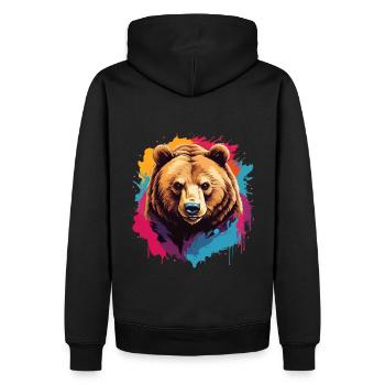 Grizzly ours Kodiak ours Portrait sur des taches de peinture - Sweat à capuche Premium bio Homme - noir - Dos - Nico (187cm)