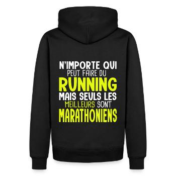 Cadeau rmarathon les meilleurs sont marathoniens - Sweat à capuche Premium bio Homme - noir - Dos - Nico (187cm)