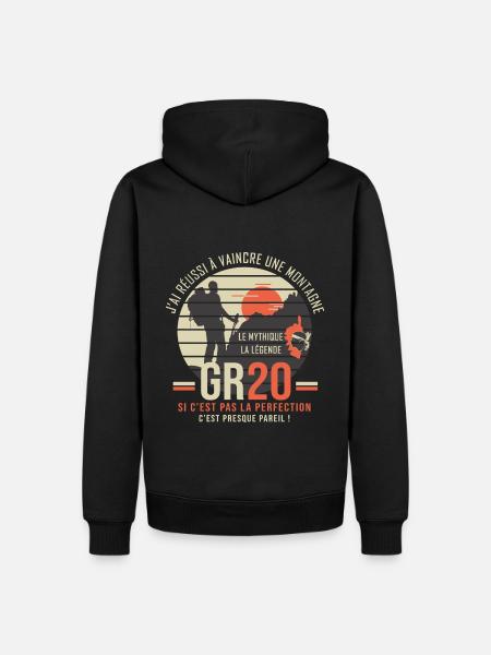 GR 20 randonnée corse gr 20 GR 20 - Sweat à capuche Premium bio Homme - noir