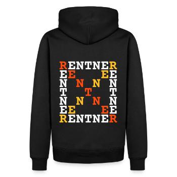 Rentner (waagerecht, senkrecht u. diagonal lesbar) - Männer Premium Bio Hoodie - Schwarz - Hinten - Nico (187cm)