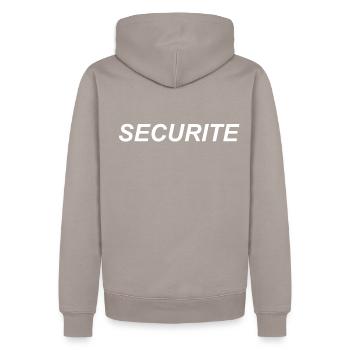 SECURITE Blanc - Sweat à capuche Premium bio Homme - taupe - Dos - Nico (187cm)