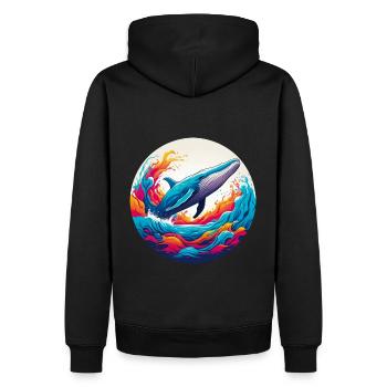 Schützt das Leben im Meer Blauwal im Farbkreis - Männer Premium Bio Hoodie - Schwarz - Hinten - Nico (187cm)