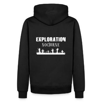 Exploration Nocturne - Blanc - Sweat à capuche Premium bio Homme - noir - Dos - Nico (187cm)