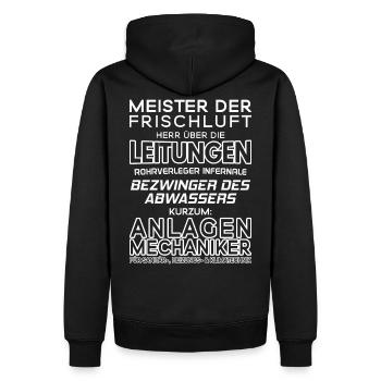 Anlagenmechaniker/Sanitärtechnik/Heizungstechnik - Männer Premium Bio Hoodie - Schwarz - Hinten - Nico (187cm)
