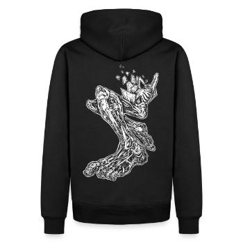 "Burst" (weiß) - Männer Premium Bio Hoodie - Schwarz - Hinten - Nico (187cm)