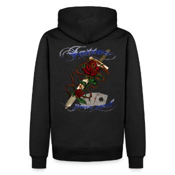 Tattoo Rose Dornen - Männer Premium Bio Hoodie - Schwarz - Hinten - Nico (187cm)