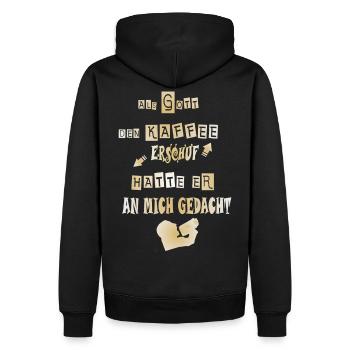 Spruch Kaffee trinken - Humor. Kaffeekanne - Männer Premium Bio Hoodie - Schwarz - Hinten - Nico (187cm)