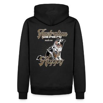 Australian Shepherd make me happy - Men’s Premium Organic Hoodie - black - Back - Nico (187cm)