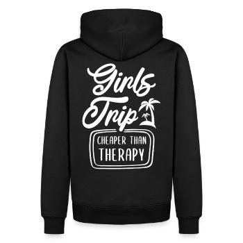Voyage entre filles - moins cher que la thérapie - Sweat à capuche Premium bio Homme - noir - Dos - Nico (187cm)