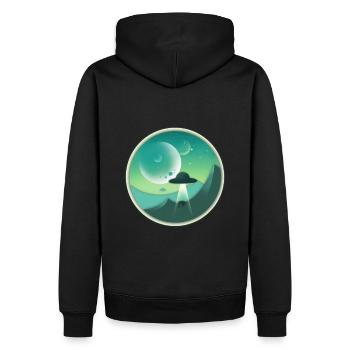 Planète X. Enlèvement dans la nuit de - Sweat à capuche Premium bio Homme - noir - Dos - Nico (187cm)