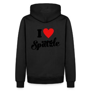 Ich liebe Spätzle mit Soß Schwäbisch Schwaben - Männer Premium Bio Hoodie - Schwarz - Hinten - Nico (187cm)