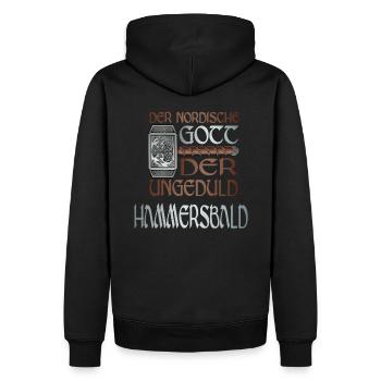Wikinger Nordische Gott der Ungeduld Hammersbald - Männer Premium Bio Hoodie - Schwarz - Hinten - Nico (187cm)