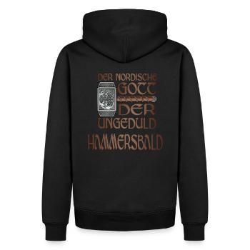 Wikinger Nordische Gott der Ungeduld Hammersbald - Männer Premium Bio Hoodie - Schwarz - Hinten - Nico (187cm)