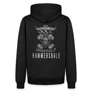 Wikinger Nordische Gott der Ungeduld Hammersbald - Männer Premium Bio Hoodie - Schwarz - Hinten - Nico (187cm)