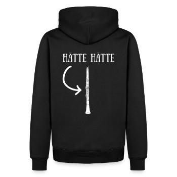 Hätte hätte Klarinette - Männer Premium Bio Hoodie - Schwarz - Hinten - Nico (187cm)
