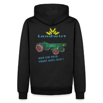 Traktor, Landwirt, Oldtimer - Männer Premium Bio Hoodie - Schwarz - Hinten - Nico (187cm)