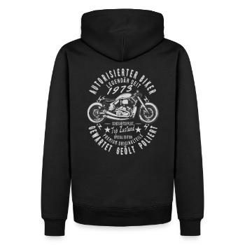 Legendär seit 1973 48. Geburtstag Biker, Motorrad - Männer Premium Bio Hoodie - Schwarz - Hinten - Nico (187cm)