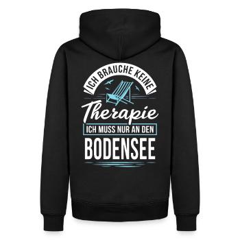 Therapie? Ich muss nur an den Bodensee - Männer Premium Bio Hoodie - Schwarz - Hinten - Nico (187cm)