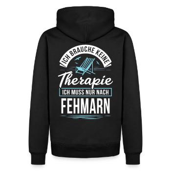 Therapie? Ich muss nur nach Fehmarn - Männer Premium Bio Hoodie - Schwarz - Hinten - Nico (187cm)