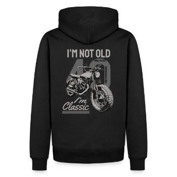 Je ne suis pas vieux, je suis classique. 40 ans biker. - Sweat à capuche Premium bio Homme - noir - Dos - Nico (187cm)