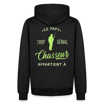 Papy Chasseur [Personnalisé] Chasse Grand Père - Sweat à capuche Premium bio Homme - noir - Dos - Nico (187cm)
