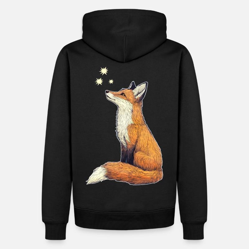 Fuchs mit Sternen - Männer Premium Bio Hoodie - Schwarz
