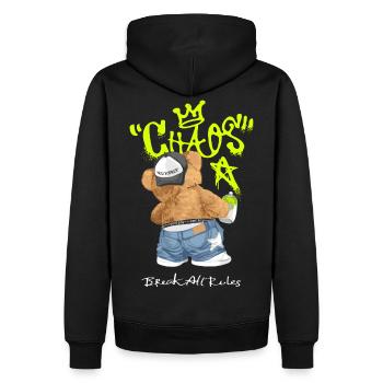 Chaos Bär Graffiti Break All Rules - Männer Premium Bio Hoodie - Schwarz - Hinten - Nico (187cm)