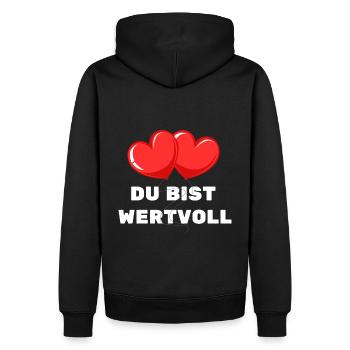 Du Bist Wertvoll Herz Frühling Motivation - Männer Premium Bio Hoodie - Schwarz - Hinten - Nico (187cm)