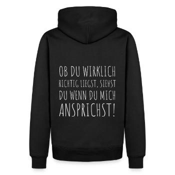 Ob du wirklich richtig liegst... - Männer Premium Bio Hoodie - Schwarz - Hinten - Nico (187cm)