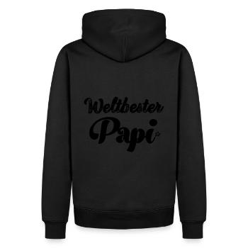 Weltbester Papi Papa Saurus Papi Schweiz - Männer Premium Bio Hoodie - Schwarz - Hinten - Nico (187cm)
