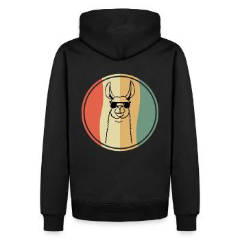 Lama - cool Alpaka - Männer Premium Bio Hoodie - Schwarz - Hinten - Nico (187cm)