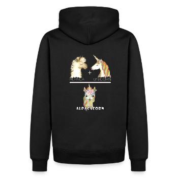Alpaka - buntes Alpacorn Einhorn Geschenk - Männer Premium Bio Hoodie - Schwarz - Hinten - Nico (187cm)
