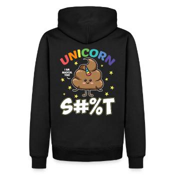 Lustiger Einhorn Haufen Kacke Scheisse Geschenk - Männer Premium Bio Hoodie - Schwarz - Hinten - Nico (187cm)