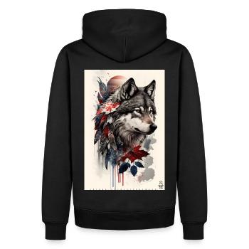 Wolf Design par ART8NS Art sur Streetwear S 03of25 - Sweat à capuche Premium bio Homme - noir - Dos - Nico (187cm)