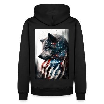 Wolf Design par ART8NS Art sur Streetwear S 02of25 - Sweat à capuche Premium bio Homme - noir - Dos - Nico (187cm)