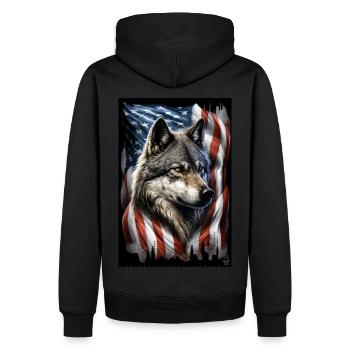 Wolf Design par ART8NS Art on Streetwear S 06of25 - Sweat à capuche Premium bio Homme - noir - Dos - Nico (187cm)