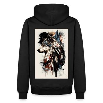 Wolf Design par ART8NS Art on Streetwear S 07of25 - Sweat à capuche Premium bio Homme - noir - Dos - Nico (187cm)