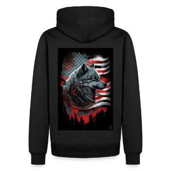 Wolf Design par ART8NS Art on Streetwear S 17of25 - Sweat à capuche Premium bio Homme - noir - Dos - Nico (187cm)