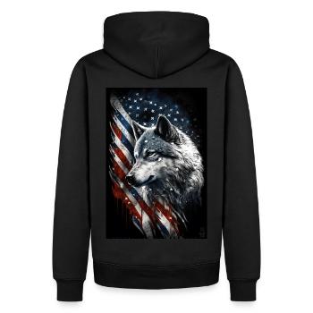 Wolf Design par ART8NS Art sur Streetwear S 08of25 - Sweat à capuche Premium bio Homme - noir - Dos - Nico (187cm)