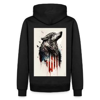 Wolf Design par ART8NS Art on Streetwear S 13of25 - Sweat à capuche Premium bio Homme - noir - Dos - Nico (187cm)