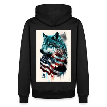 Wolf Design par ART8NS Art sur Streetwear S 15of25 - Sweat à capuche Premium bio Homme - noir - Dos - Nico (187cm)