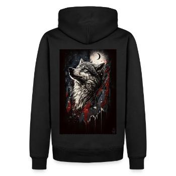 Wolf Design par ART8NS Art on Streetwear S 05of25 - Sweat à capuche Premium bio Homme - noir - Dos - Nico (187cm)